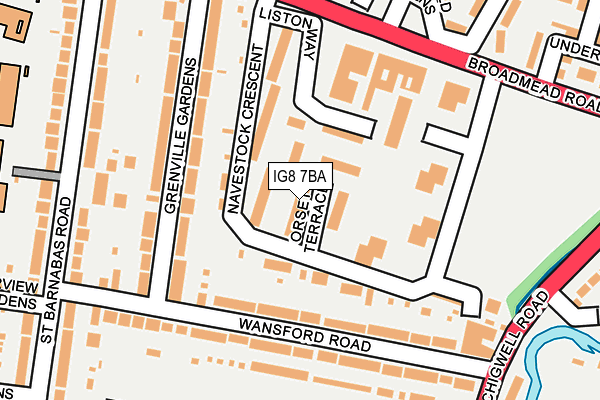 IG8 7BA map - OS OpenMap – Local (Ordnance Survey)