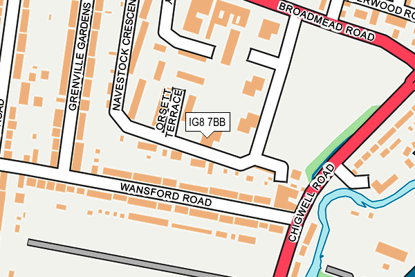 IG8 7BB map - OS OpenMap – Local (Ordnance Survey)