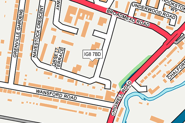 IG8 7BD map - OS OpenMap – Local (Ordnance Survey)