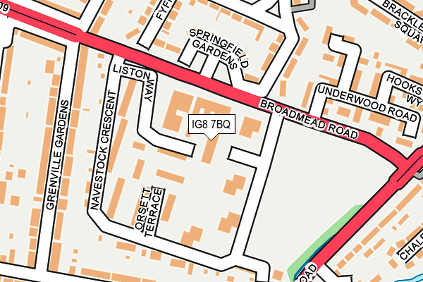 IG8 7BQ map - OS OpenMap – Local (Ordnance Survey)