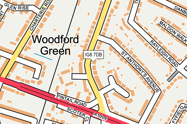 IG8 7DB map - OS OpenMap – Local (Ordnance Survey)