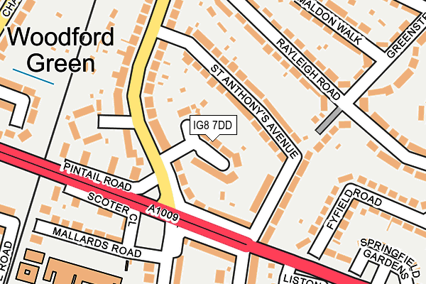 IG8 7DD map - OS OpenMap – Local (Ordnance Survey)