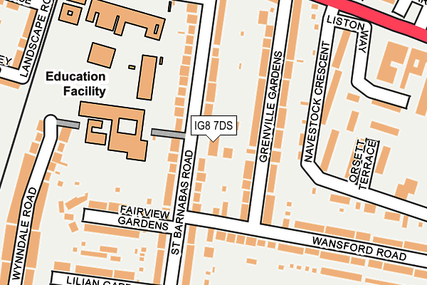 IG8 7DS map - OS OpenMap – Local (Ordnance Survey)