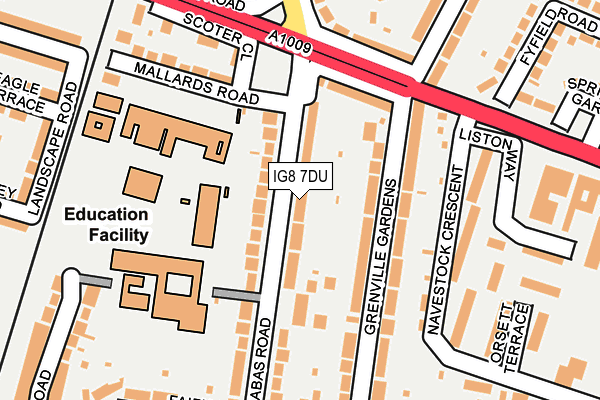 IG8 7DU map - OS OpenMap – Local (Ordnance Survey)