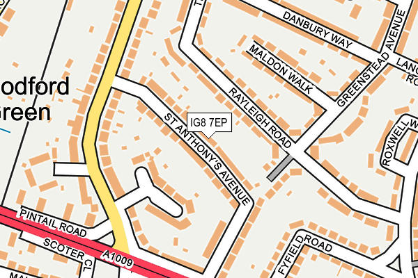 IG8 7EP map - OS OpenMap – Local (Ordnance Survey)