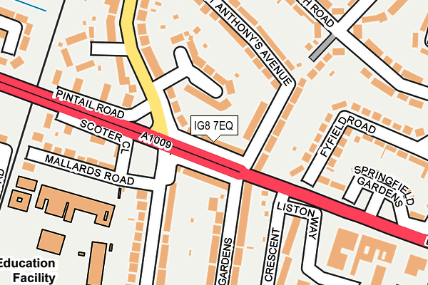 IG8 7EQ map - OS OpenMap – Local (Ordnance Survey)