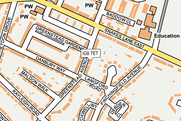 IG8 7ET map - OS OpenMap – Local (Ordnance Survey)