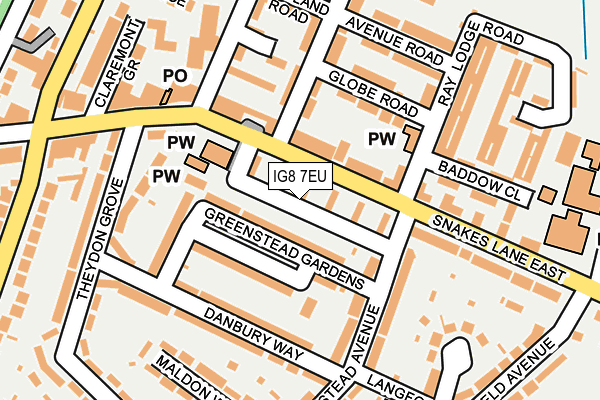 IG8 7EU map - OS OpenMap – Local (Ordnance Survey)