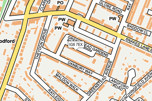 IG8 7EX map - OS OpenMap – Local (Ordnance Survey)