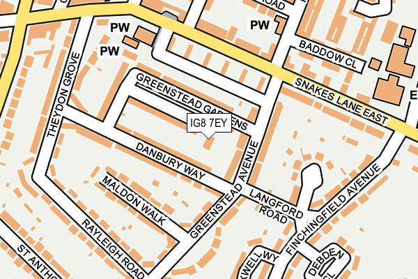 IG8 7EY map - OS OpenMap – Local (Ordnance Survey)