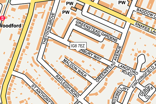 IG8 7EZ map - OS OpenMap – Local (Ordnance Survey)