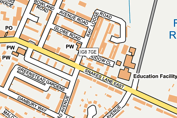 IG8 7GE map - OS OpenMap – Local (Ordnance Survey)