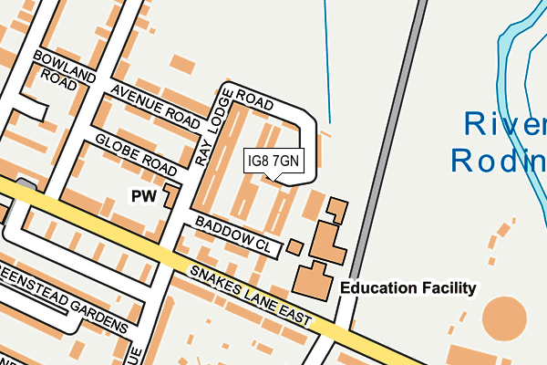 IG8 7GN map - OS OpenMap – Local (Ordnance Survey)