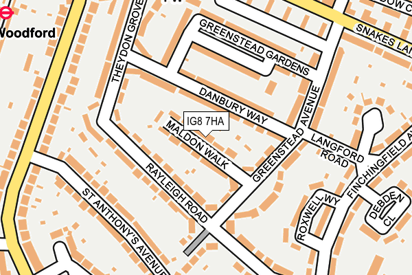 IG8 7HA map - OS OpenMap – Local (Ordnance Survey)