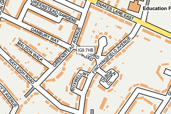 IG8 7HB map - OS OpenMap – Local (Ordnance Survey)