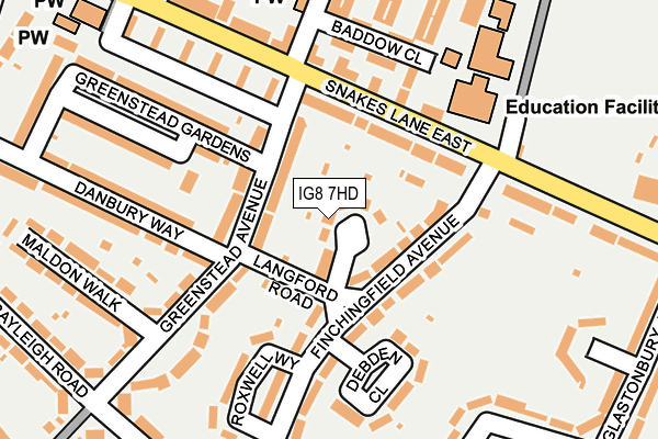 IG8 7HD map - OS OpenMap – Local (Ordnance Survey)