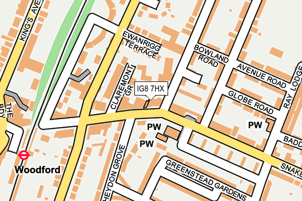 IG8 7HX map - OS OpenMap – Local (Ordnance Survey)