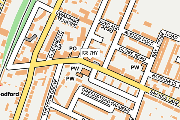 IG8 7HY map - OS OpenMap – Local (Ordnance Survey)