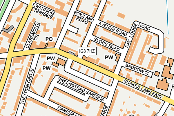IG8 7HZ map - OS OpenMap – Local (Ordnance Survey)