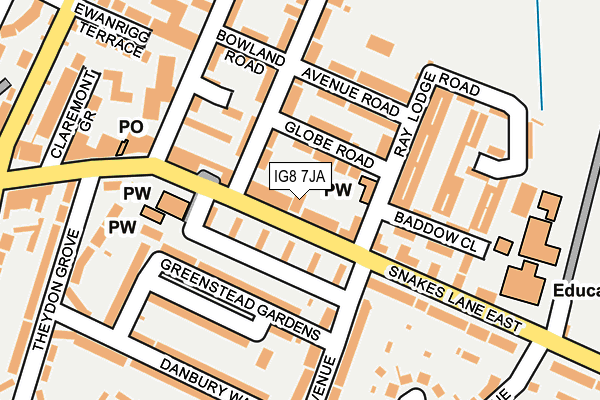 IG8 7JA map - OS OpenMap – Local (Ordnance Survey)