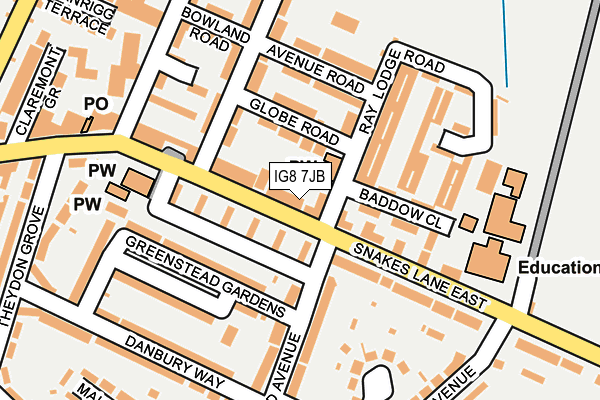 IG8 7JB map - OS OpenMap – Local (Ordnance Survey)