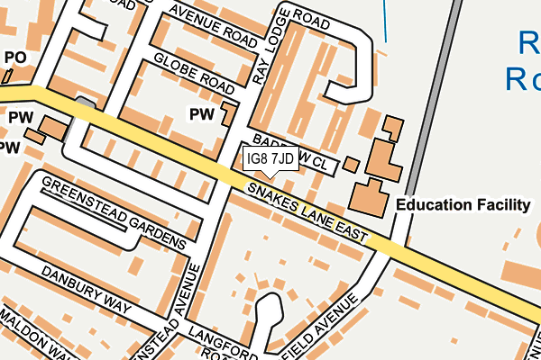 IG8 7JD map - OS OpenMap – Local (Ordnance Survey)