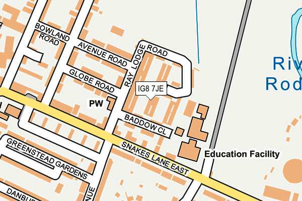 IG8 7JE map - OS OpenMap – Local (Ordnance Survey)