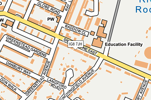 IG8 7JH map - OS OpenMap – Local (Ordnance Survey)