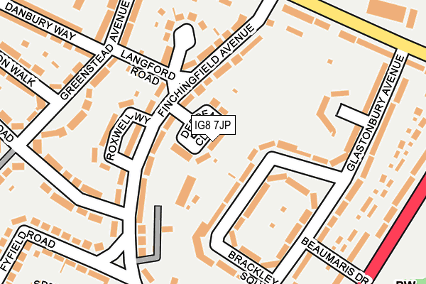 IG8 7JP map - OS OpenMap – Local (Ordnance Survey)