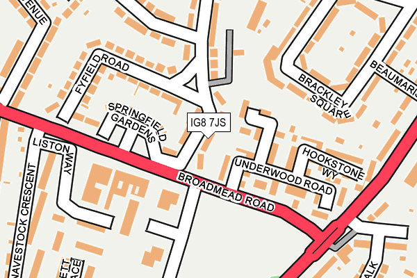 IG8 7JS map - OS OpenMap – Local (Ordnance Survey)