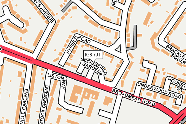 IG8 7JT map - OS OpenMap – Local (Ordnance Survey)