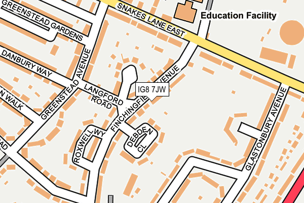 IG8 7JW map - OS OpenMap – Local (Ordnance Survey)