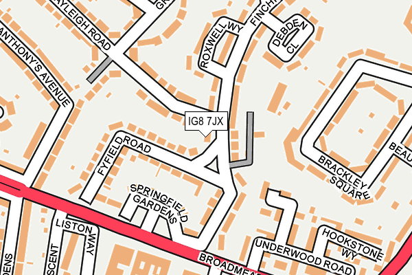 IG8 7JX map - OS OpenMap – Local (Ordnance Survey)