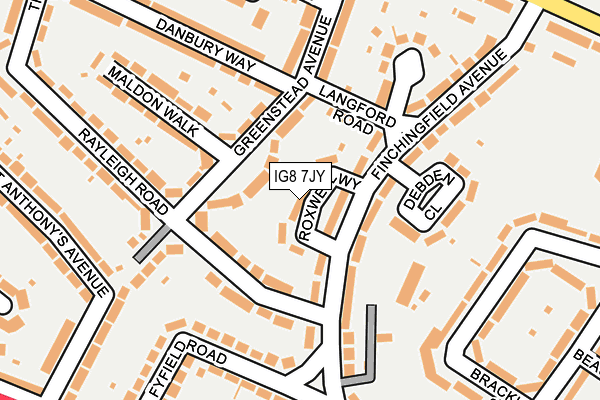 IG8 7JY map - OS OpenMap – Local (Ordnance Survey)