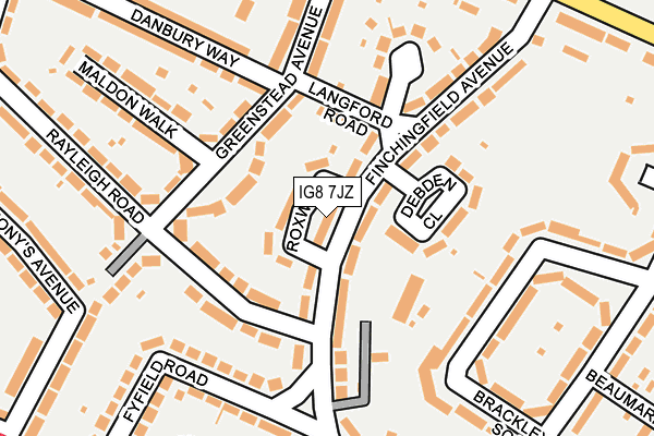 IG8 7JZ map - OS OpenMap – Local (Ordnance Survey)