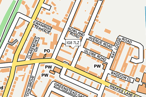 IG8 7LZ map - OS OpenMap – Local (Ordnance Survey)