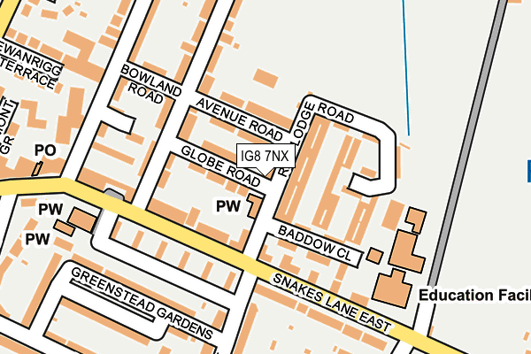 IG8 7NX map - OS OpenMap – Local (Ordnance Survey)