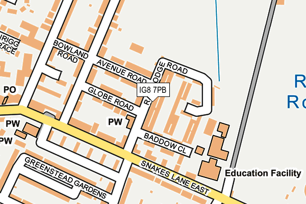 IG8 7PB map - OS OpenMap – Local (Ordnance Survey)