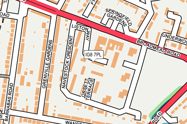 IG8 7PL map - OS OpenMap – Local (Ordnance Survey)