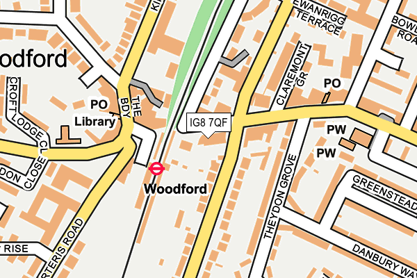 IG8 7QF map - OS OpenMap – Local (Ordnance Survey)