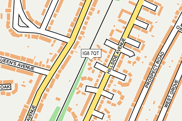 IG8 7QT map - OS OpenMap – Local (Ordnance Survey)