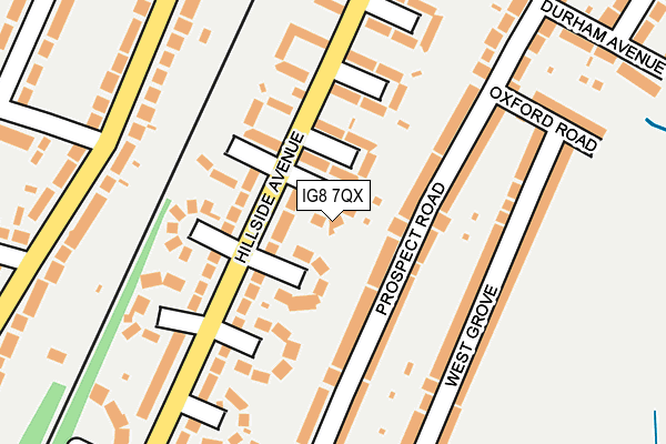 IG8 7QX map - OS OpenMap – Local (Ordnance Survey)