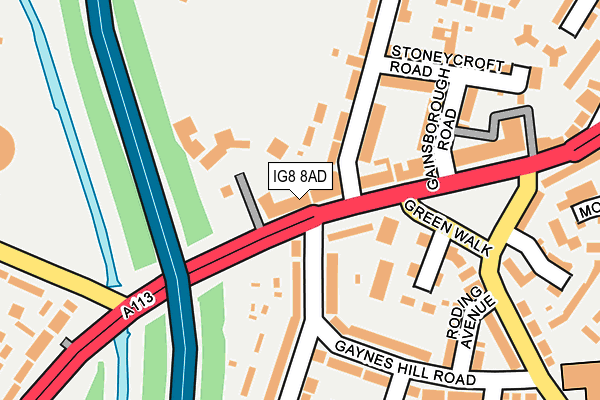 IG8 8AD map - OS OpenMap – Local (Ordnance Survey)