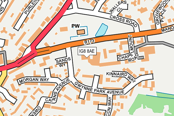 IG8 8AE map - OS OpenMap – Local (Ordnance Survey)