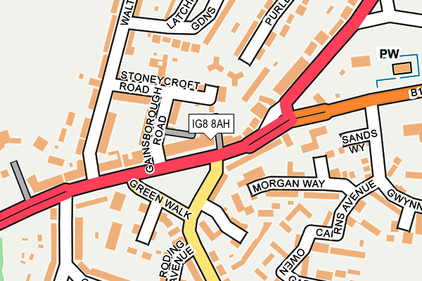 IG8 8AH map - OS OpenMap – Local (Ordnance Survey)