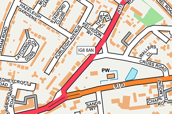 IG8 8AN map - OS OpenMap – Local (Ordnance Survey)