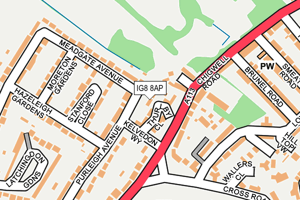 IG8 8AP map - OS OpenMap – Local (Ordnance Survey)