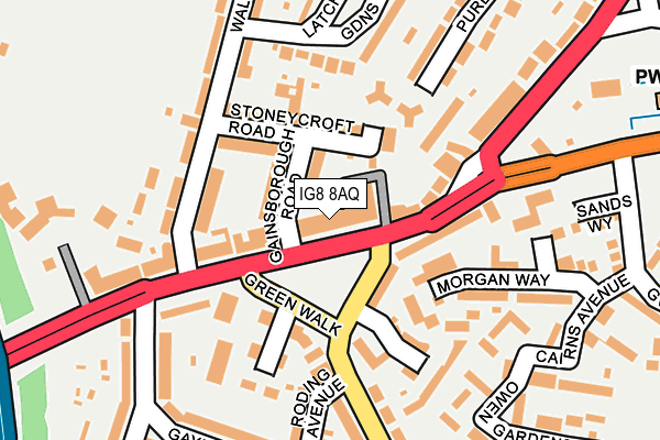 IG8 8AQ map - OS OpenMap – Local (Ordnance Survey)