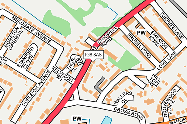 IG8 8AS map - OS OpenMap – Local (Ordnance Survey)
