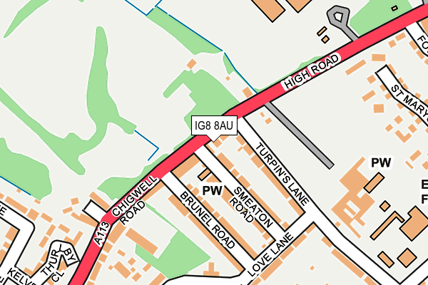 IG8 8AU map - OS OpenMap – Local (Ordnance Survey)